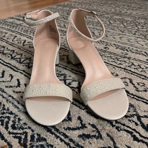 David’s Bridal pearled white heels
